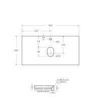 Столешница из керамогранита под накладную раковину 900x460х20 мм KEP-90-MCO BelBagno