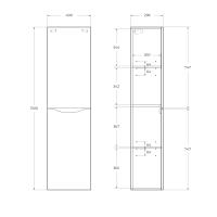 Шкаф подвесной, с двумя распашными дверцами с доводчиками, две полки внутри, правосторонний FLY-MARINO-1500-2A-SC-BL-P-R BelBagno