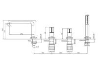 Смеситель на борт ванны с ручным выдвижным душем, хром  UNO-BVD4-CRM BelBagno