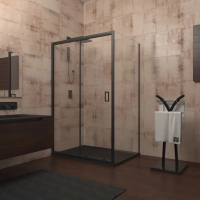 Душевой угол раздвижной прямоугольный RV046B-105100-01-C5 1050х1000х1950 Цвет профиля Чёрный  Стекло Прозрачное Veconi