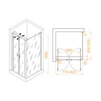 Душевой уголок RGW PA-144 (PA-104 + Z-050-2 + O-104) прямоугольный   80* 90*195 060814489-011 профиль Хром стекло Прозрачное 6 мм RGW