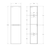 Шкаф подвесной, с двумя распашными дверцами с доводчиками, две полки внутри, левосторонний ETNA-1500-2A-SC-BL-P-L BelBagno