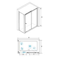 Душевой уголок RGW CL-45-1 (CL-12+Z-060-1) прямоугольный  140* 80*185 040945148-011 профиль Хром стекло Прозрачное 5 мм RGW