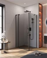 Душевой уголок прямоугольный.     SLIDER-AH-1-80-90/100-GRIGIO-NERO (900-1000)x800x1950 Cezares