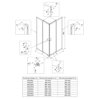 Душевой угол раздвижной RV27B-12090-01-C8 1200x900x1900 Цвет профиля Чёрный Стекло Прозрачное Veconi