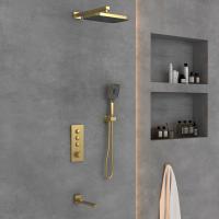 Душевой комплект термостатический встраиваемый, с поворотным изливом, трехрежимный  цвет брашированное золото VSFW-433T1BG VINCEA