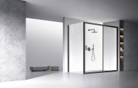 Душевой угол раздвижной прямоугольный RV060B-18080-01-C5 1800х800х1950 Цвет профиля Чёрный Стекло Прозрачное Veconi