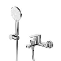 Смеситель для ванны и душа в комплекте с ручным душем, шлангом и держателем STYLUS-VD-01 Хром   Cezares